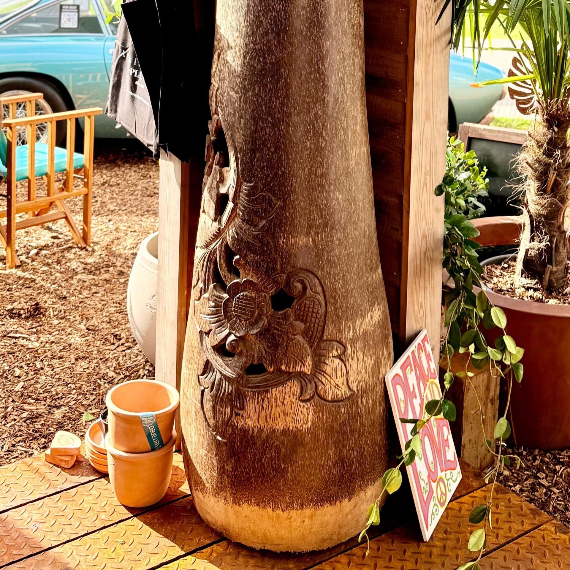 Carved Palm Tree Indoor Sculpture - Image 3